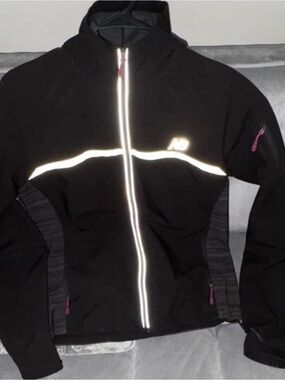 New Balance Black Jacket with Reflective Trim and Pink Accents